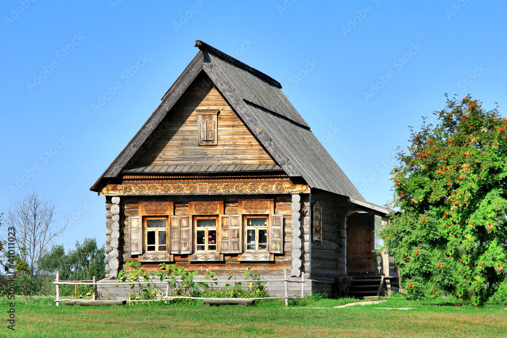 Russian national wooden house izba
