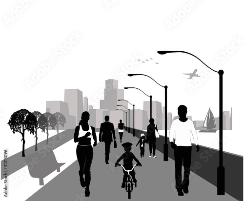 People walking Background illustration