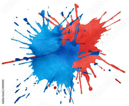Blot of blue and red watercolor
