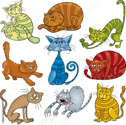 cartoon cats set
