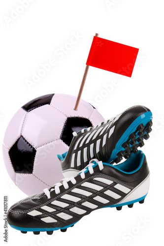 Soccer ball or football with a national flag photo