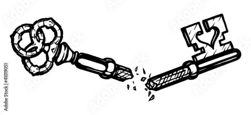 vector Hand drawn vintage broken key