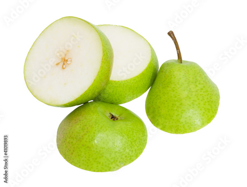 sliced ​​pear isolated on white background