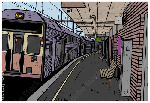 Train station platform and train