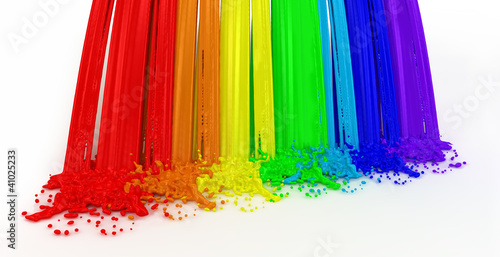 splashes color paint as a rainbow