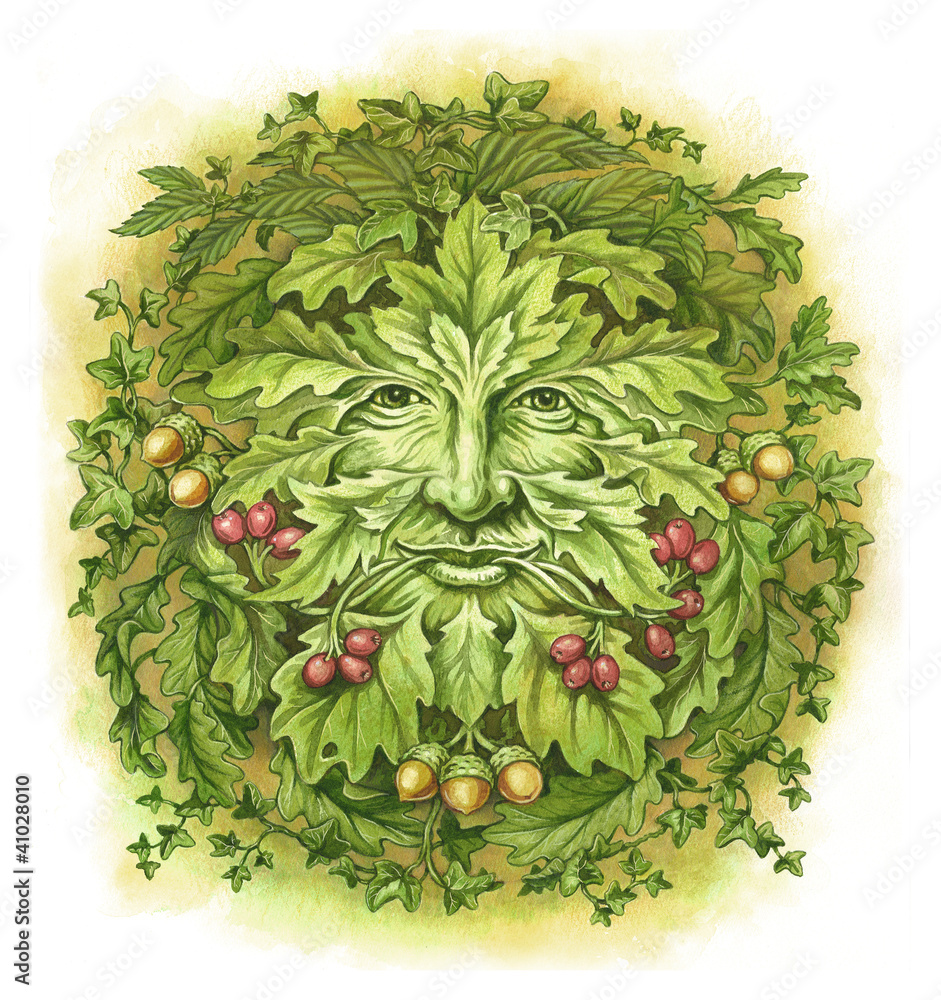 Green Man English Pagan symbol Stock Illustration | Adobe Stock