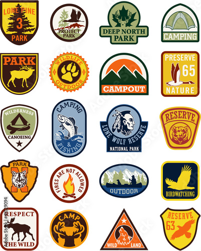 Outdoor adventure vector patches