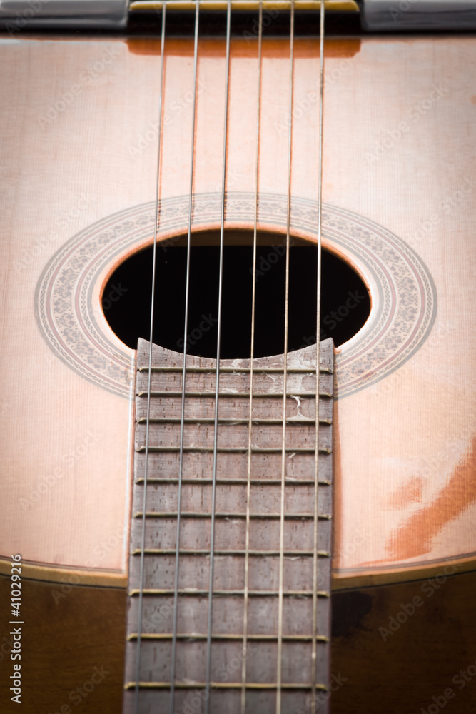 close up image of spanish guitar