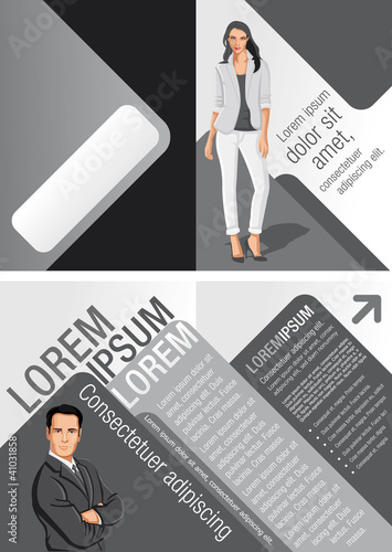 Gray and black template for advertising  with business people