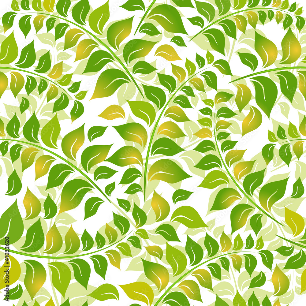 Fototapeta premium Seamless white-green floral pattern