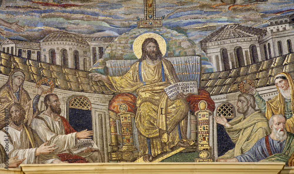 Naklejka premium Rome - mosaic of Jesus the Teacher from Santa Pudenziana