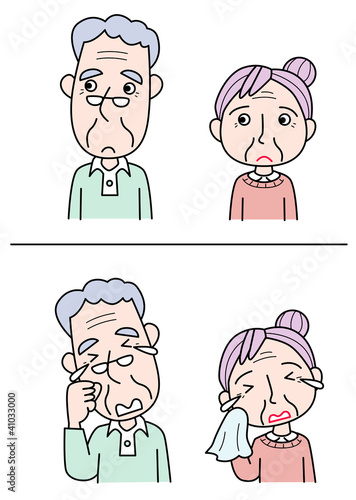 悲しむ老夫婦