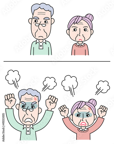 怒る老夫婦