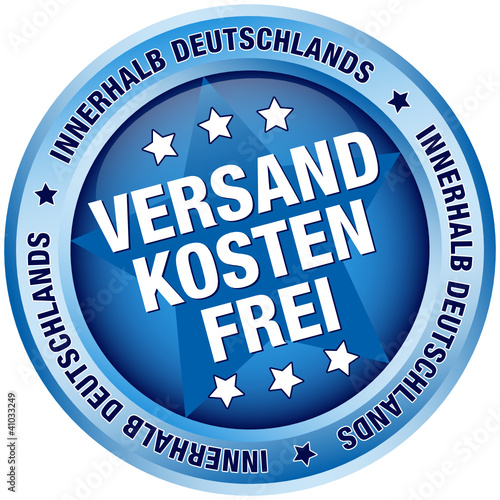 Button "Versandkostenfrei innerhalb Deutschlands" blau