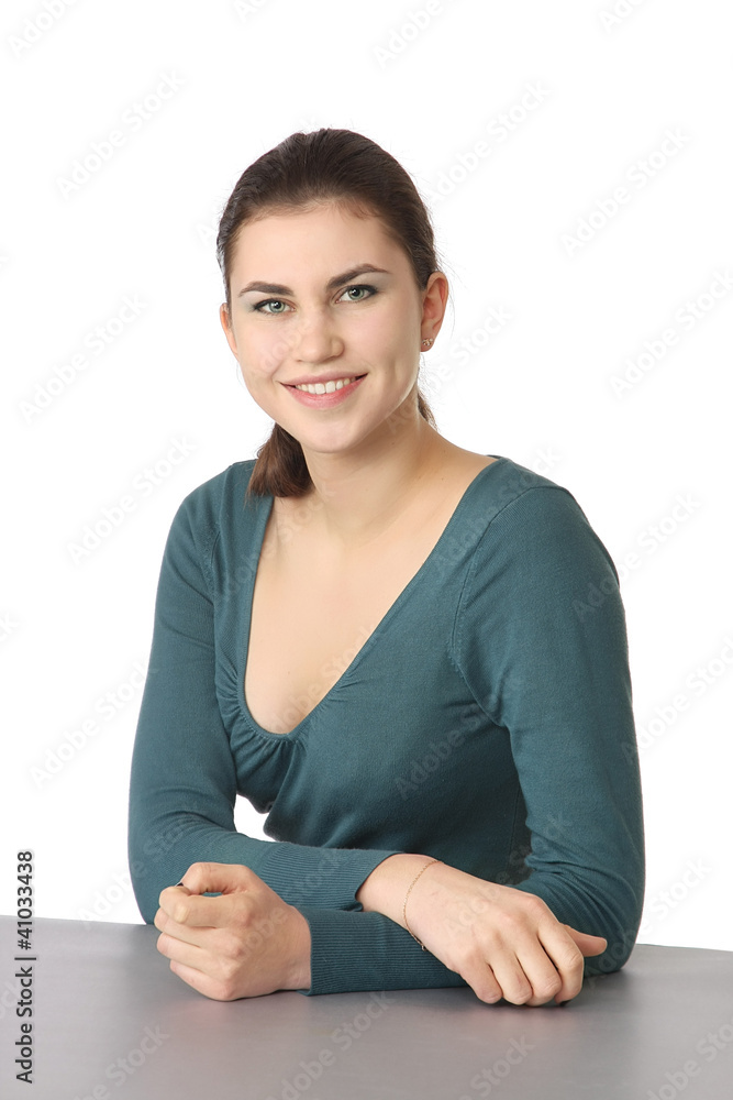 Closeup portrait of an attractive young woman looking happy Closeup portrait of an attractive young woman looking happy