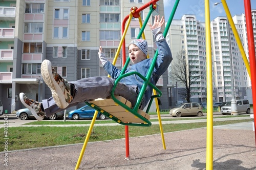 A boy on a swing