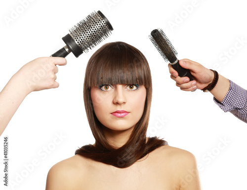 beautiful woman with comb