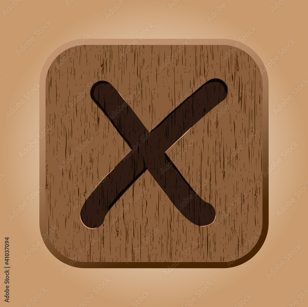 Fototapeta premium Hand drawn wooden letter X.
