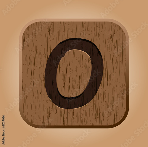 Hand drawn  wooden letter O.