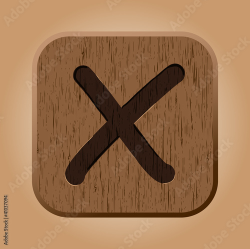 Hand drawn  wooden letter X.