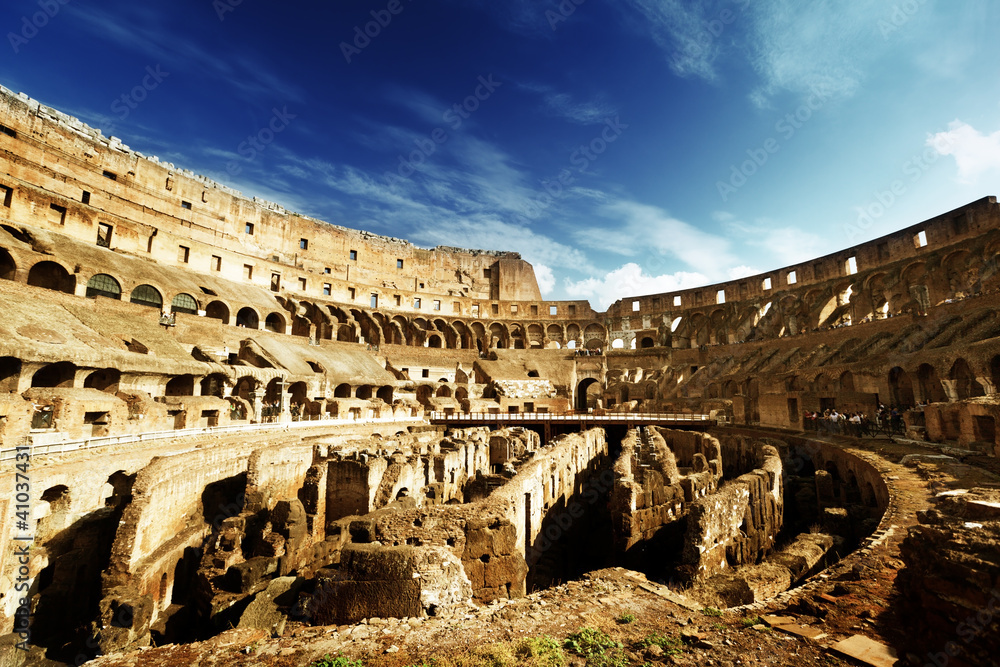 inside of Colosseum in Rome, Italy