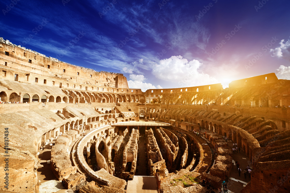 inside of Colosseum in Rome, Italy