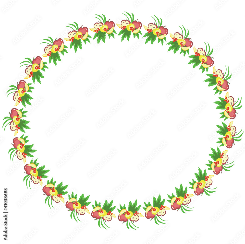 Round frame with fruits , vector.