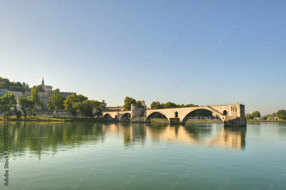 The Popes Bridge on the Rhone River at Avignon France