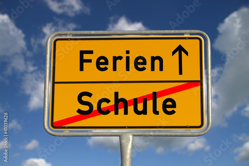 German road sign school and holidays