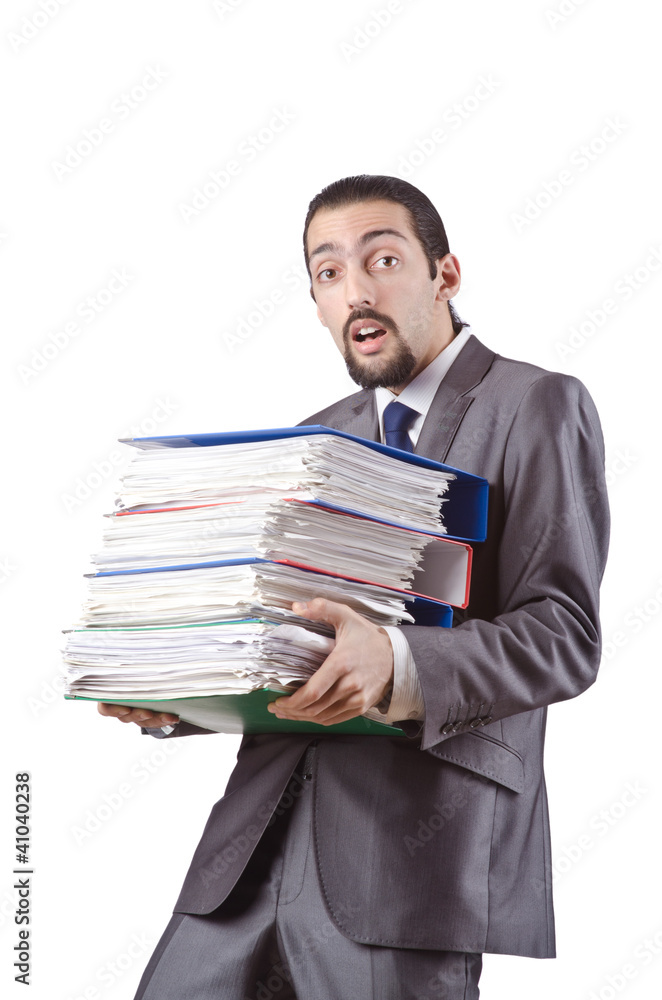 Businessman with stack of folders Businessman with stack of folders