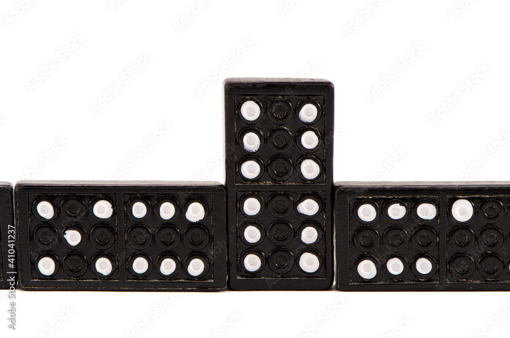 Sequence of black domino parts isolated on white Sequence of black domino parts isolated on white