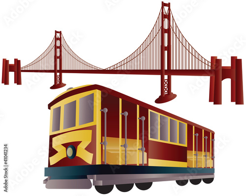 San Francisco Cable Car and Golden Gate Bridge