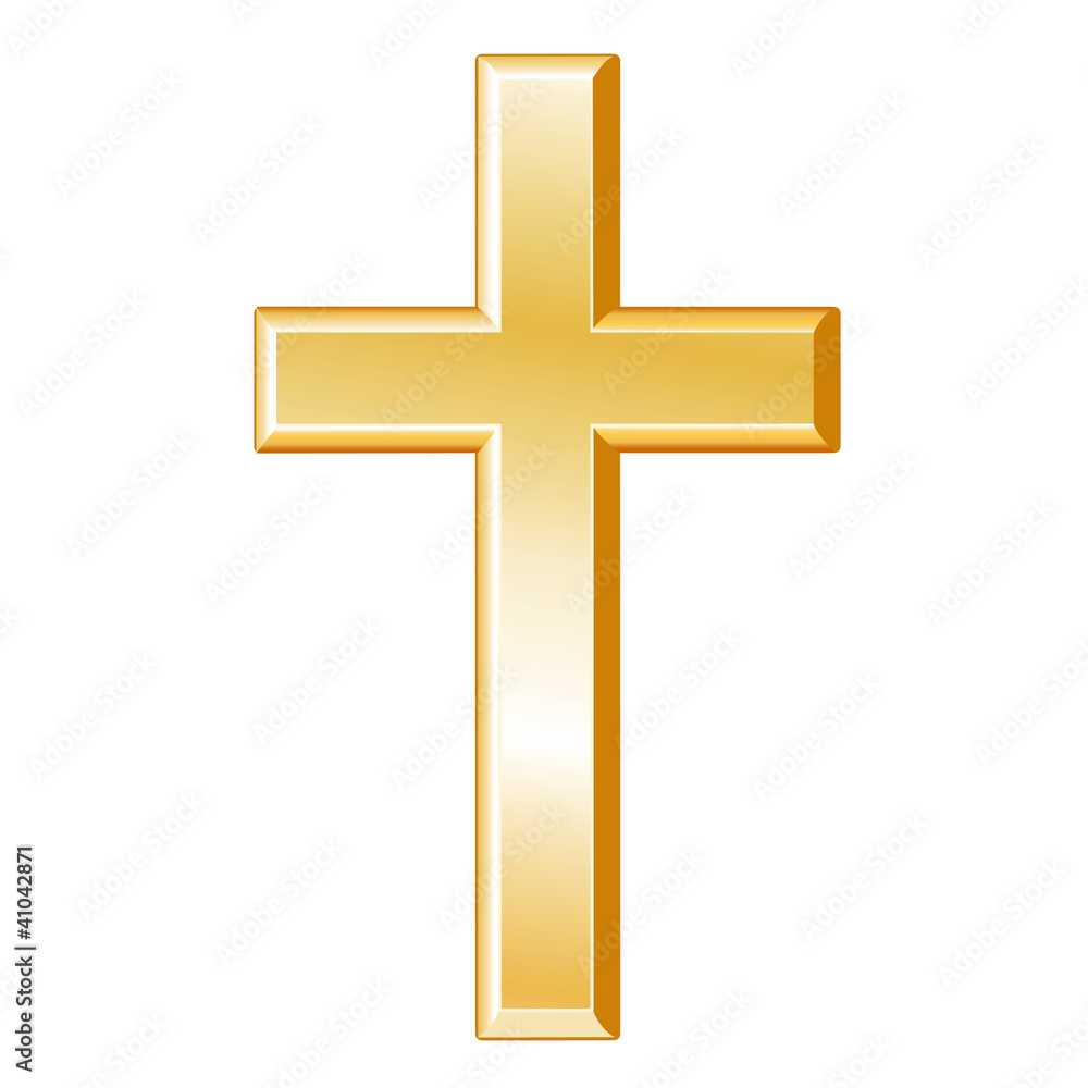 Fototapeta premium Christianity Symbol, gold cross, crucifix, Christian faith icon