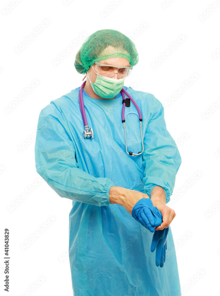 Closeup portrait of a male surgeon, isolated on white Closeup portrait of a male surgeon, isolated on white