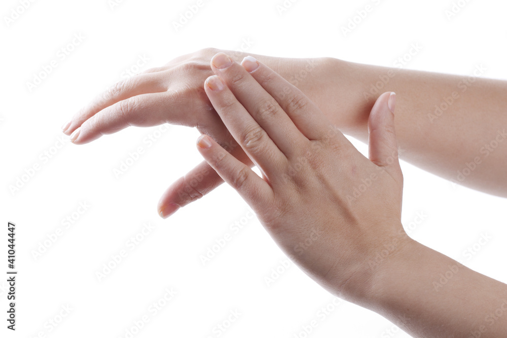 Hand cream applying Hand cream applying