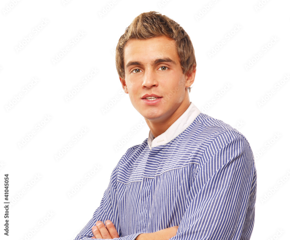 Portrait of young man standing , Isolated on white Portrait of young man standing , Isolated on white