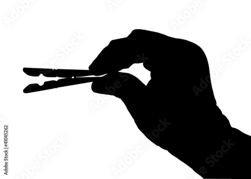 Clothes Peg with Hand Silhouette Isolation