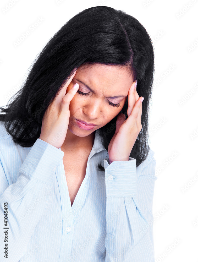 Woman having a headache.