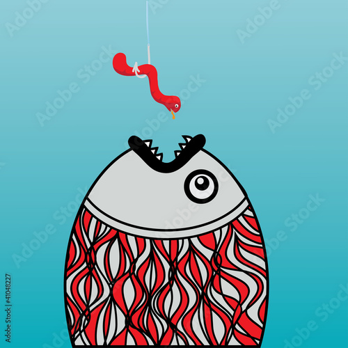 sly and hungry fish a worm