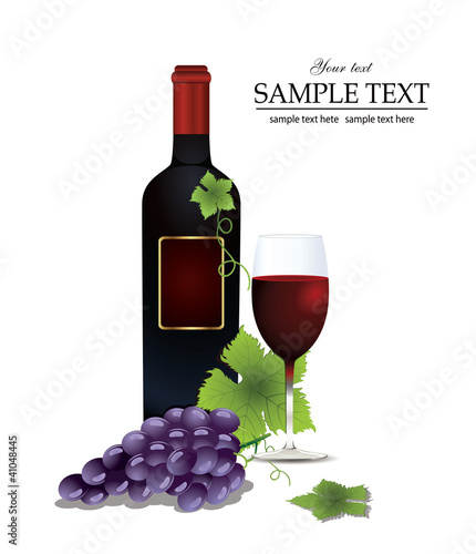 Red wine bottle and glass