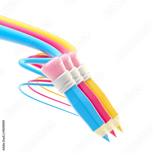 Three pencils with colorful...