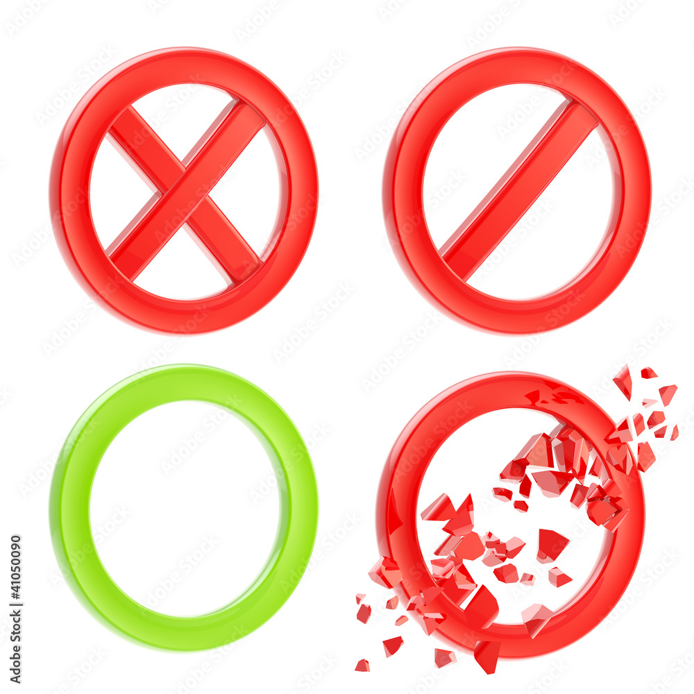 Set of four allow and forbid signs isolated Set of four allow and forbid signs isolated