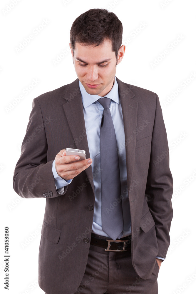Portrait of a young caucasian business man using a mobile phone Portrait of a young caucasian business man using a mobile phone