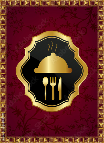 Altın çerçeveli restorant menü kapağı