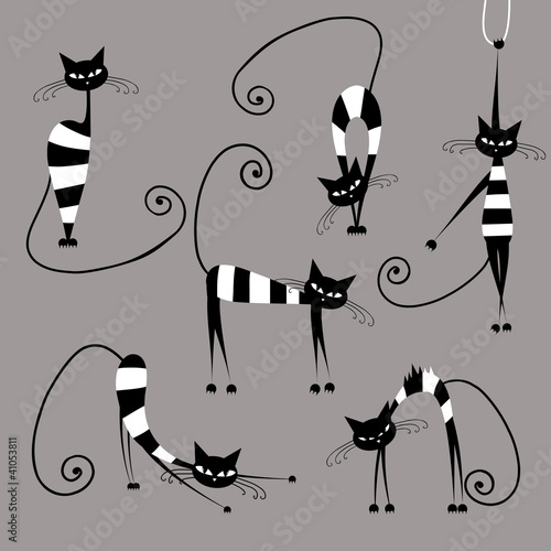 Funny striped cats, collection for your design