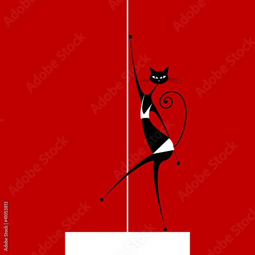 Graceful cat dancing, vector illustration for your design