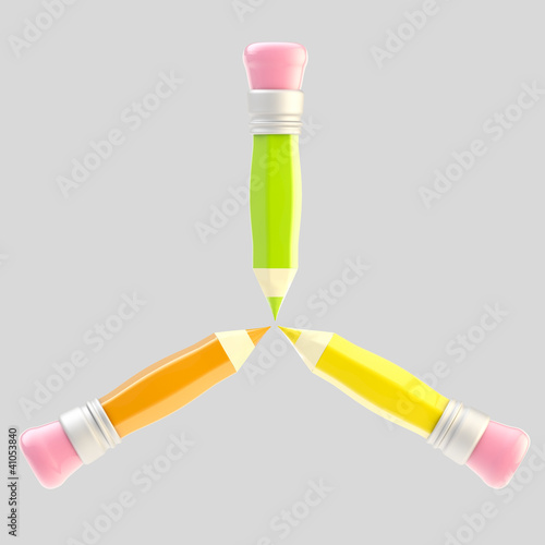 Set of three shiny pencil i...