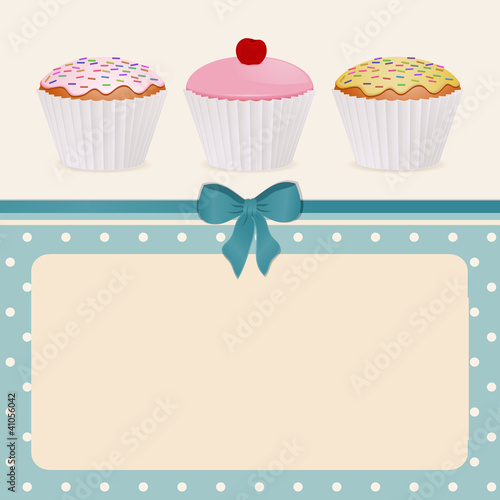 cupcakes on blue polka dot background