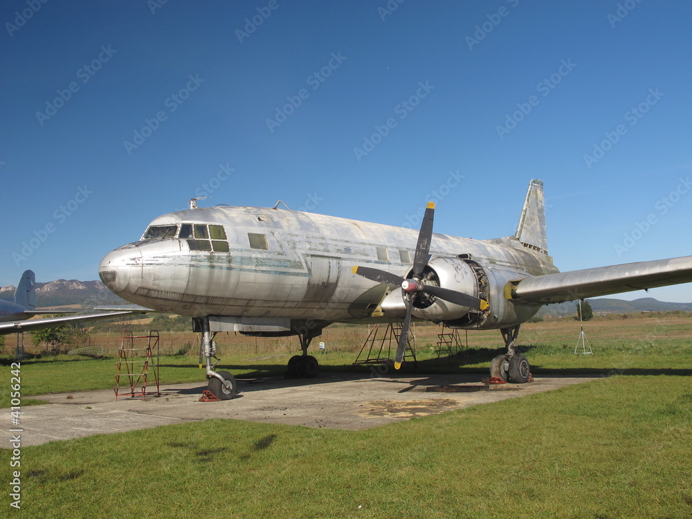 Oldtimer aircraft on airport Oldtimer aircraft on airport