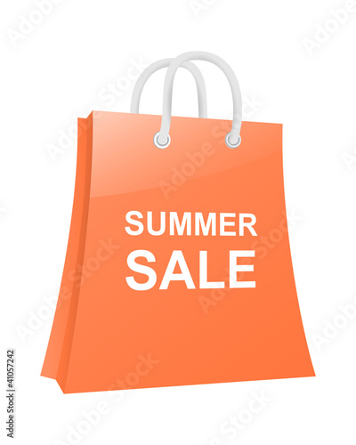 Shopping bag. Summer sale. Vector illustration